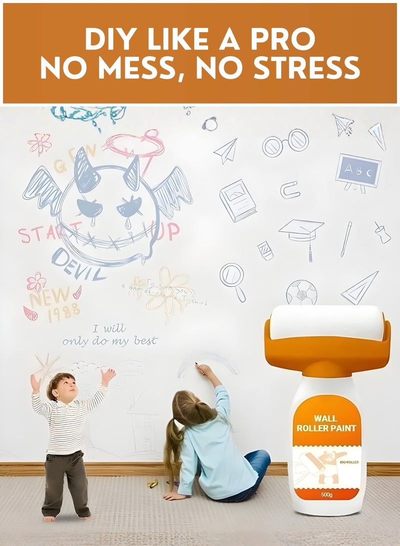 بكرة طلاء لإصلاح الجدران - طلاء شامل لإصلاح الجدران مع بكرة مدمجة، سريع الجفاف، يغطي الشقوق والبقع، لا حاجة لفرشاة، إصلاح سهل للخدوش والثقوب والعلامات - Image 3